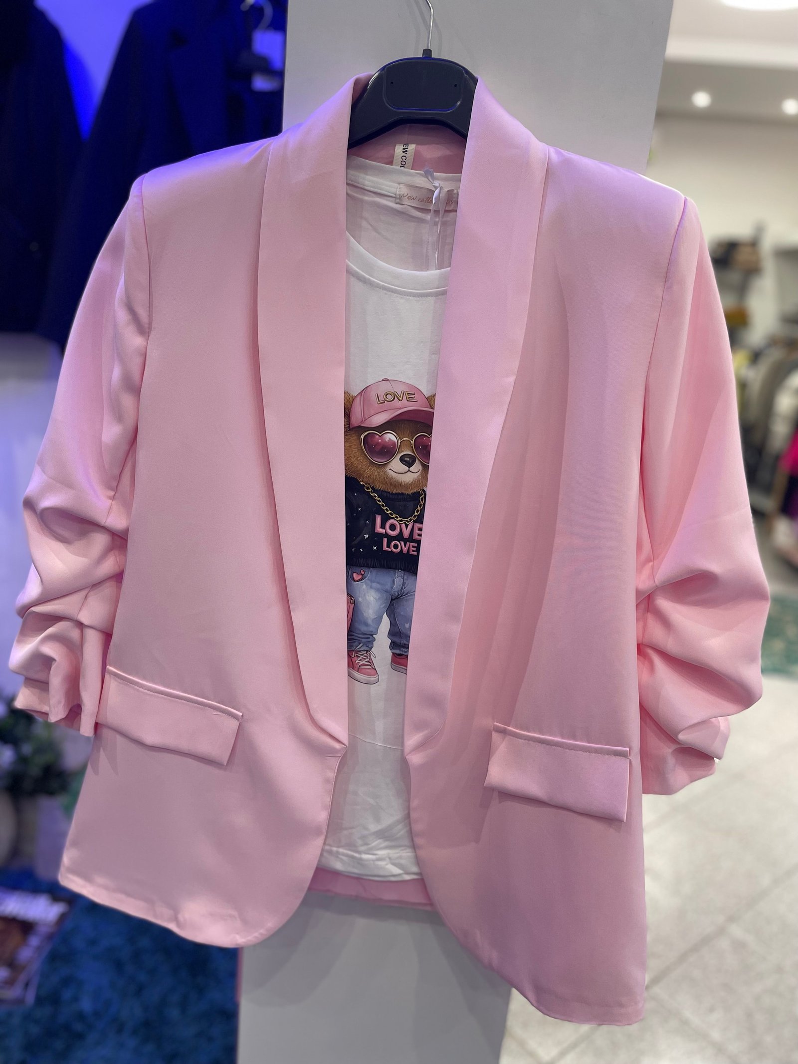 Blazer con Manica Drappeggiata e Collo Scialle