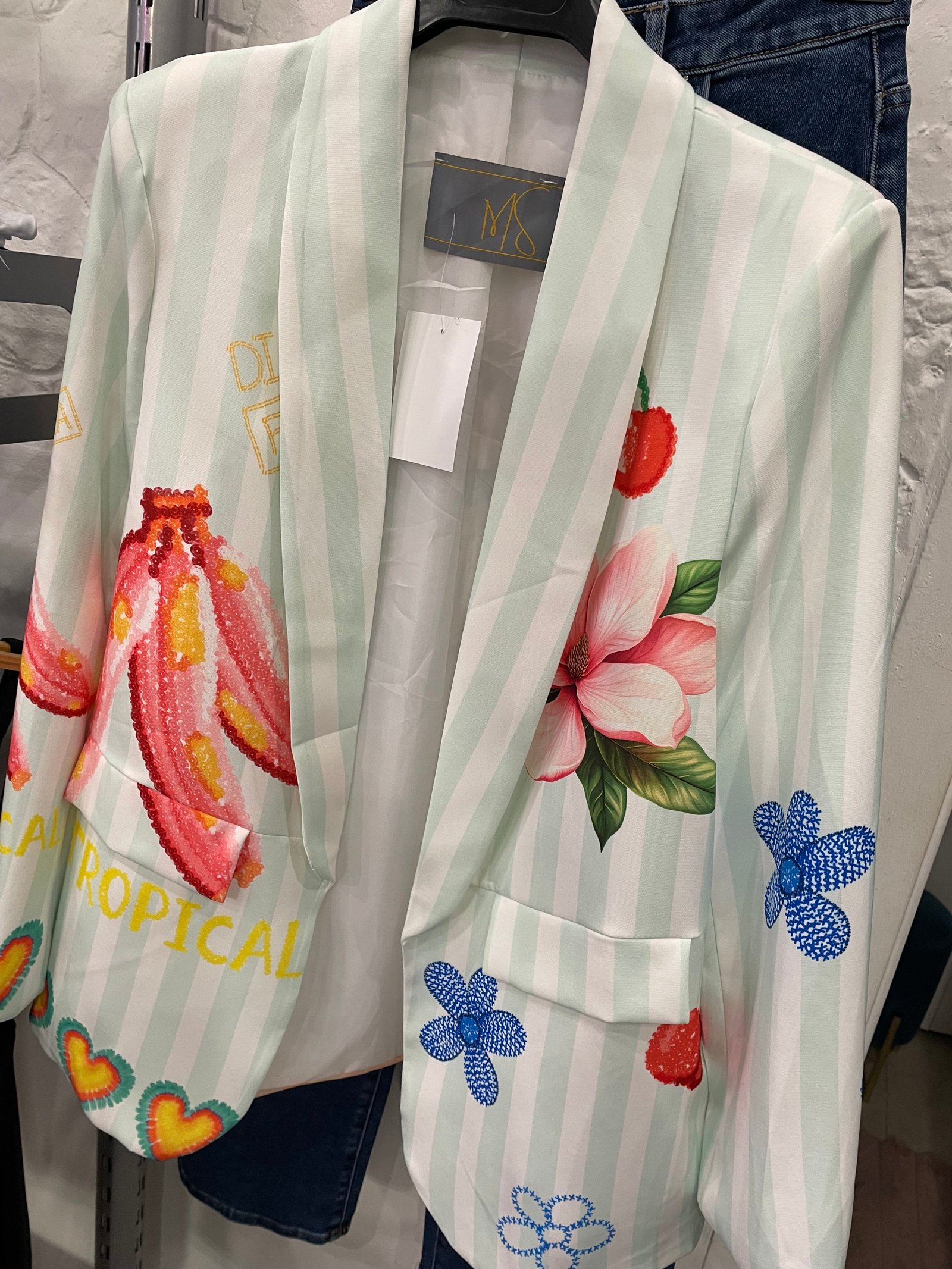 Blazer Tropical a Righe – Stampa Artistica