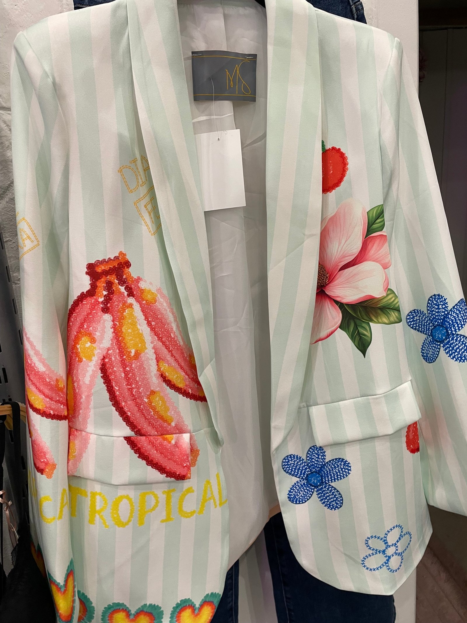 Blazer Tropical a Righe – Stampa Artistica