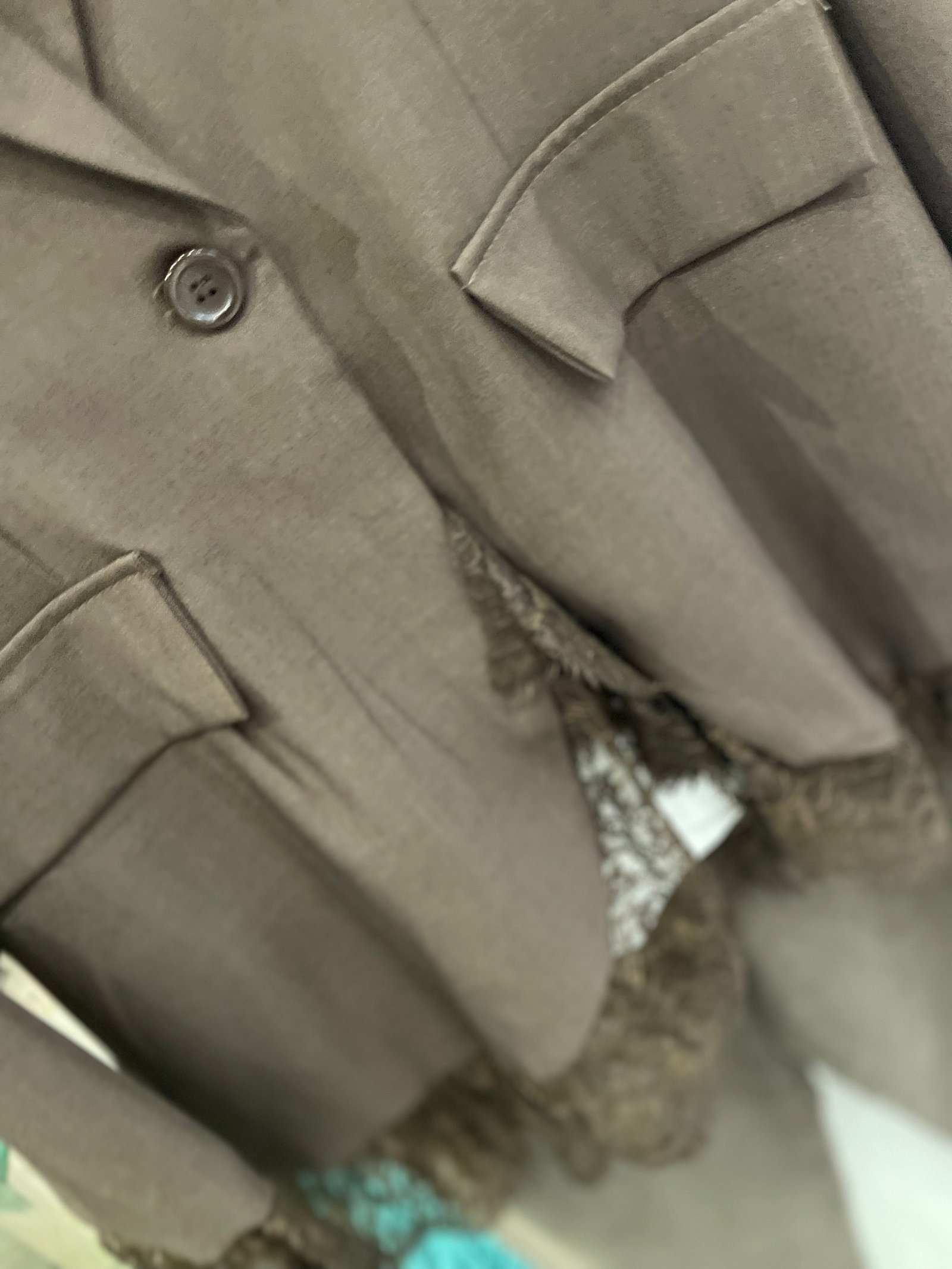 Blazer Marrone con Dettagli in Pizzo