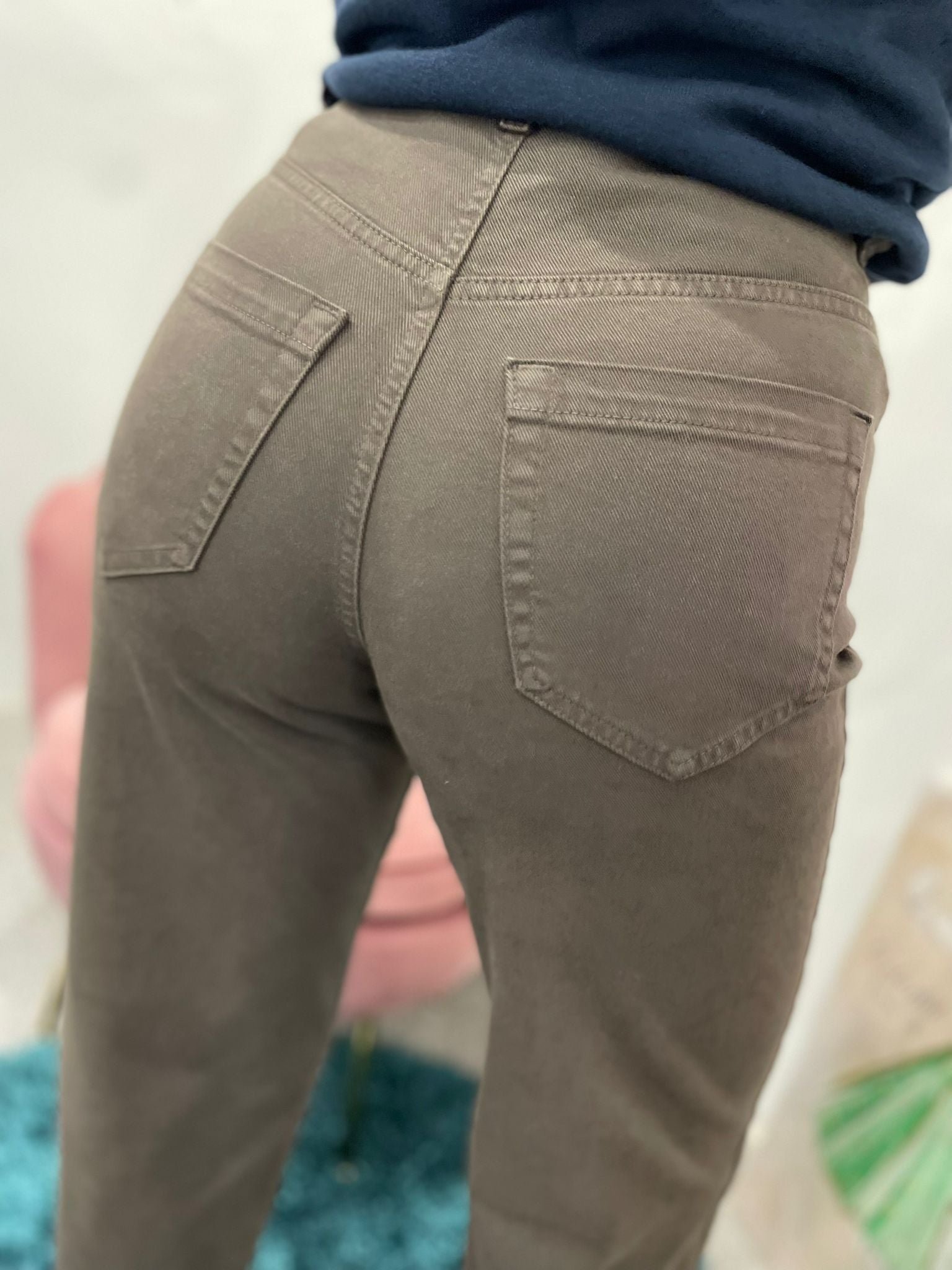 Jeans Mom Fit vita alta-marrone moro